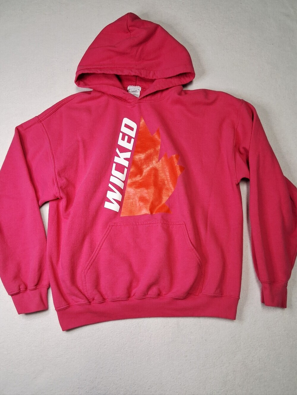 Wicked Graphic Zip-Up Hoodie Sweater in Hot Pink